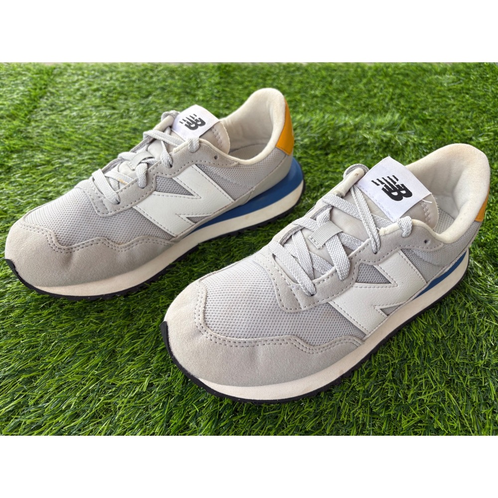 New Balance 237 Grey Blue Yellow GS Sneakers GS237VHB Women Size 6.5 Kids 5Y